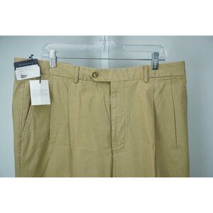Burberry London Medium Khaki Brown Cotton Dress Pants Sz 56 NEW